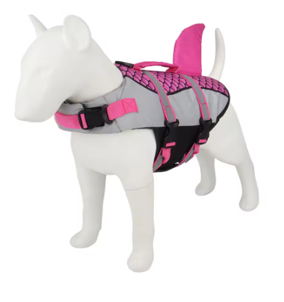 Shark Fin Dog Life Jacket – Adjustable Reflective Pet Swimming Vest with Rescue Handle