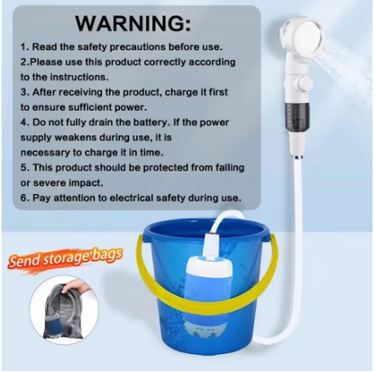 Portable Rechargeable Camping Shower – USB Outdoor Shower Pump for Camping, Pets & Car Washing
