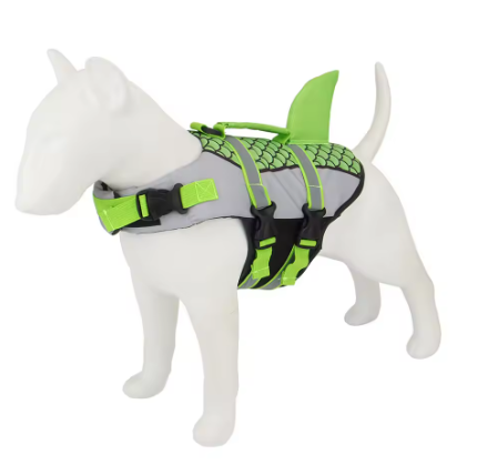 Shark Fin Dog Life Jacket – Adjustable Reflective Pet Swimming Vest with Rescue Handle
