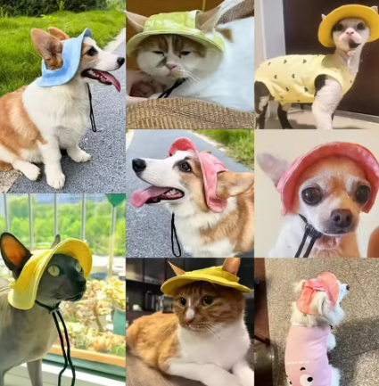 Pet Sun Protection Bucket Hat for Dogs & Cats