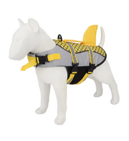 Shark Fin Dog Life Jacket – Adjustable Reflective Pet Swimming Vest with Rescue Handle