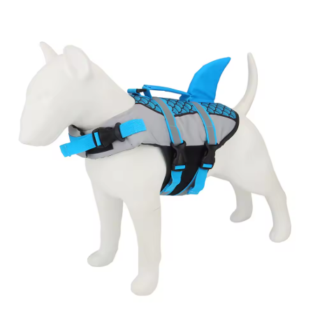 Shark Fin Dog Life Jacket – Adjustable Reflective Pet Swimming Vest with Rescue Handle