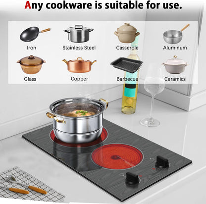 Portable Electric Stove, 2 Burner 110V Cooktop with Glass Top