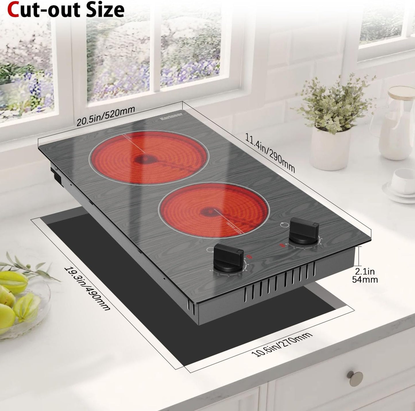 Portable Electric Stove, 2 Burner 110V Cooktop with Glass Top