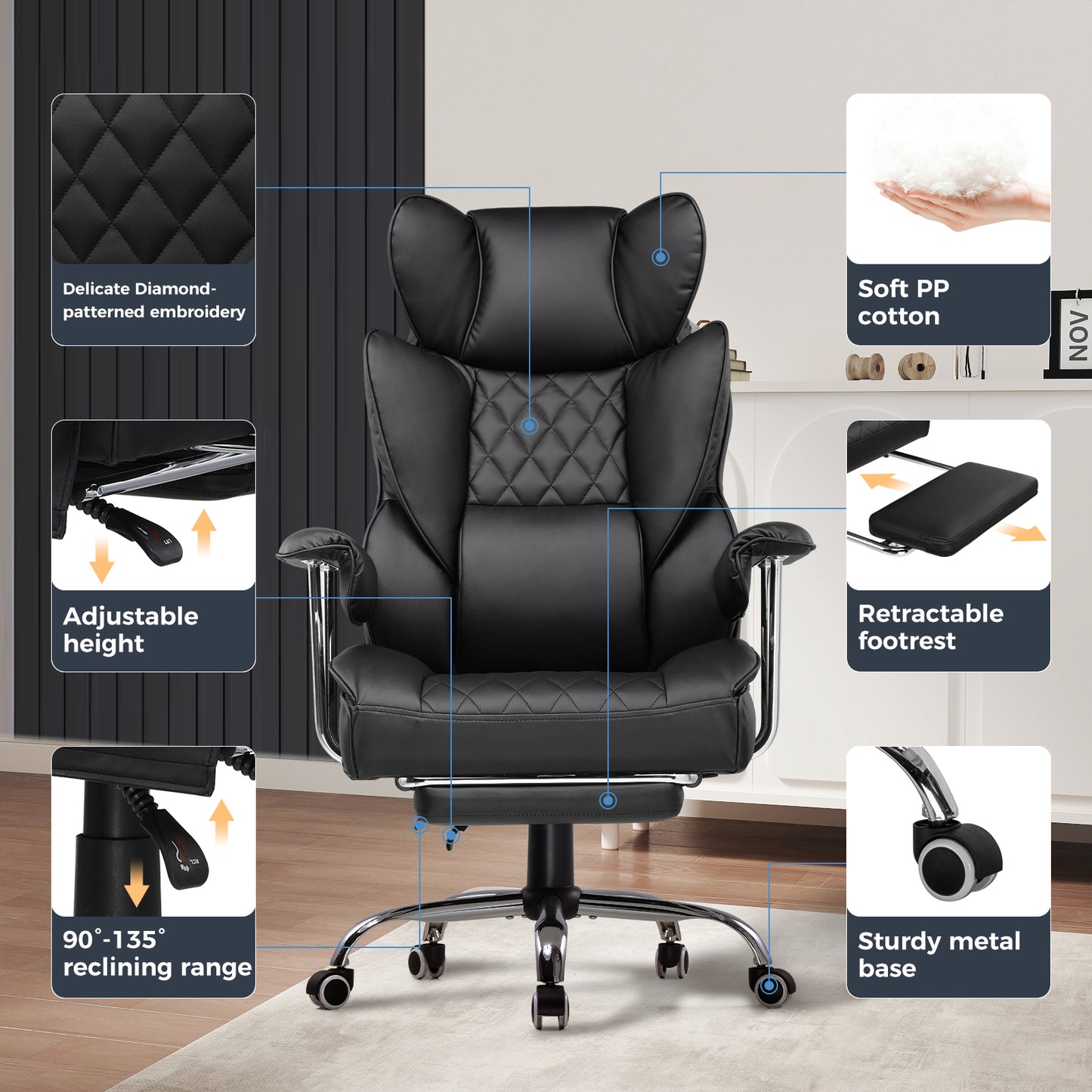Gaming Chair for Big & Tall with Pocket Spring Lumbar Support