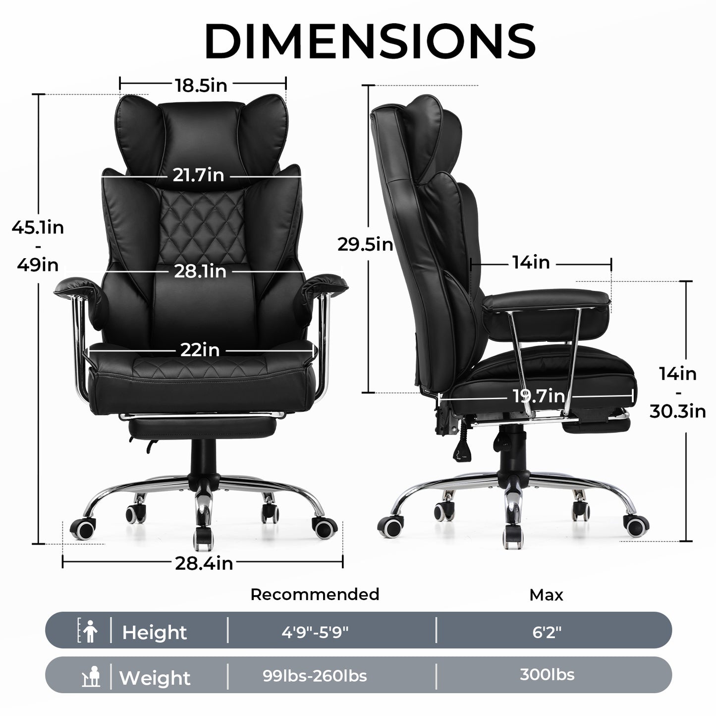 Gaming Chair for Big & Tall with Pocket Spring Lumbar Support