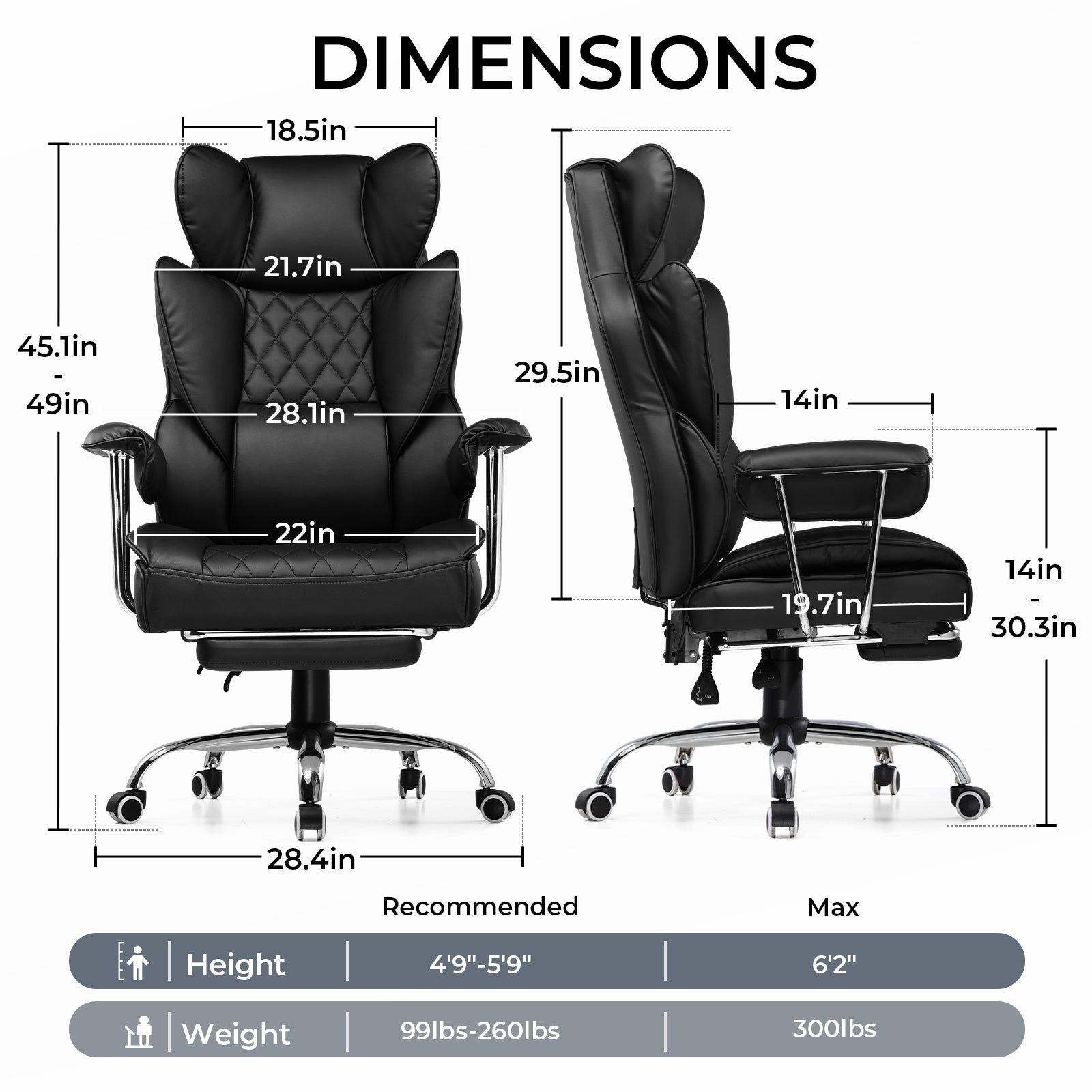 Gaming Chair for Big & Tall with Pocket Spring Lumbar Support