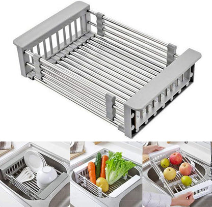 Space-Saving Over-Sink Dish Rack - Telescopic & Stainless Steel
