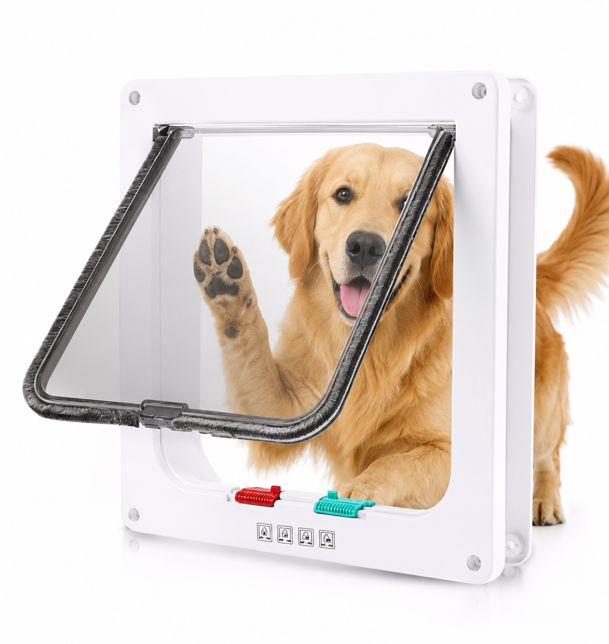 4-Way Locking Dog & Cat Flap Door – Durable ABS Pet Door for Interior & Exterior Doors