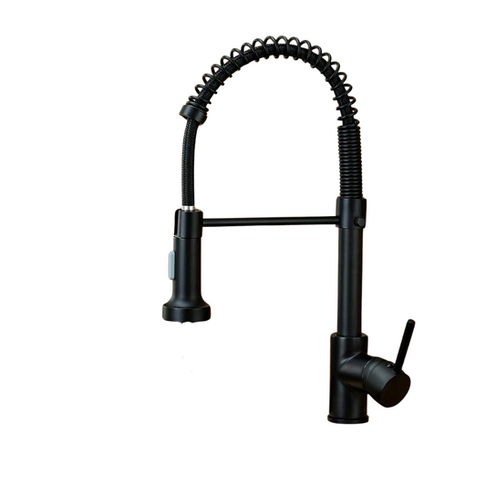 Matte Black Kitchen Faucet - Single Handle, Hot & Cold Tap