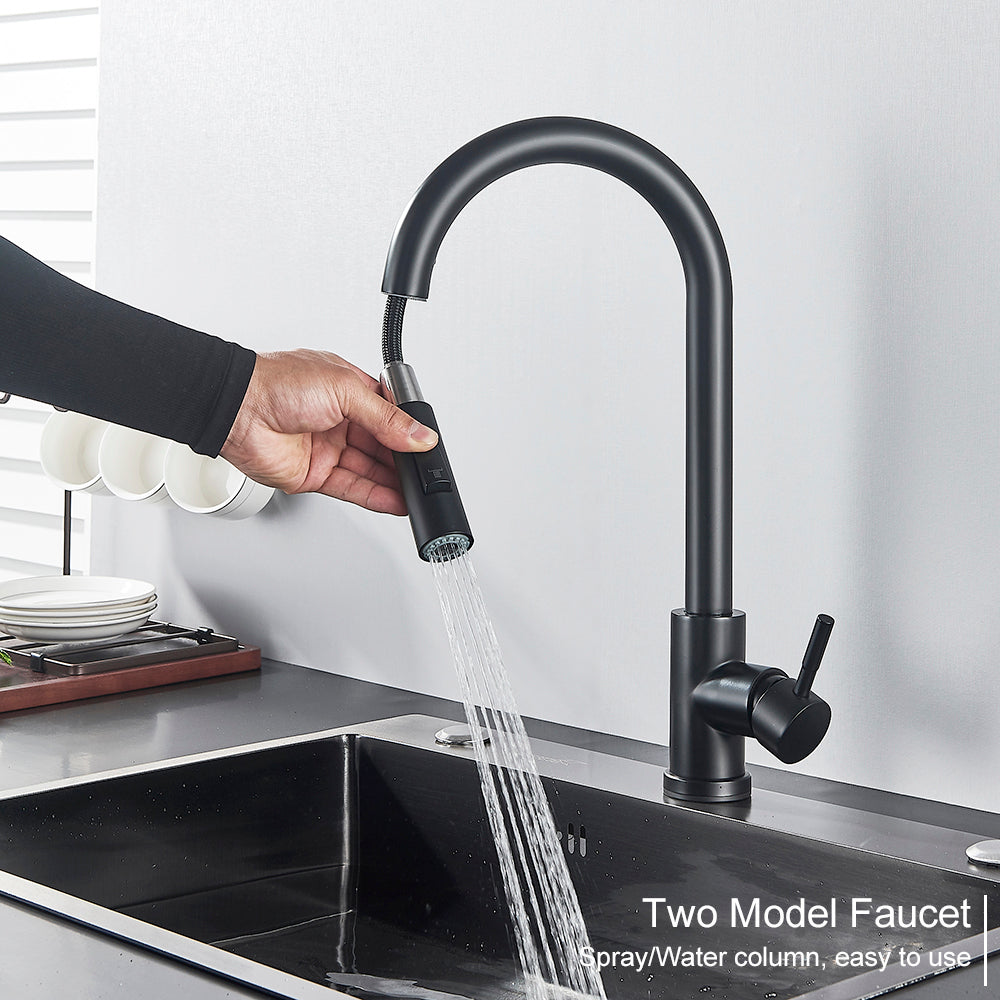 Black Touch Sensor Kitchen Faucet - Pull Out Sprayer