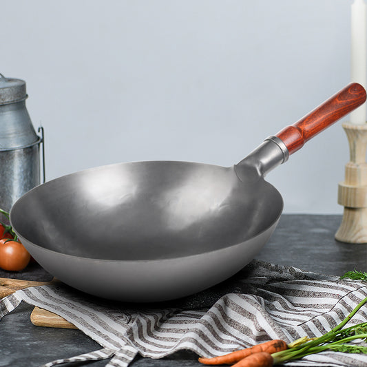 High-Quality Iron Wok - Non-Stick, No Coating, Gas Compatible