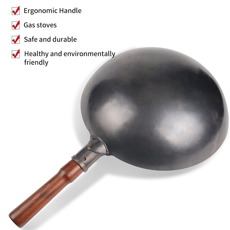 High-Quality Iron Wok - Non-Stick, No Coating, Gas Compatible