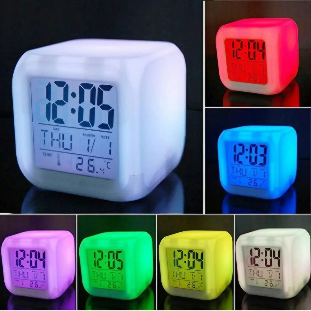 LED Digital Alarm Clock - Colorful Light, Multi-Mode Display