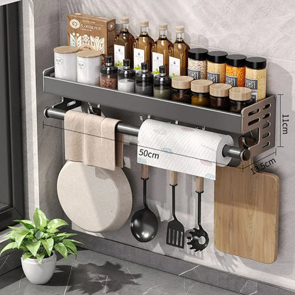 Wall-Mounted Kitchen Rack: Multi-Functional Spice Organizer
