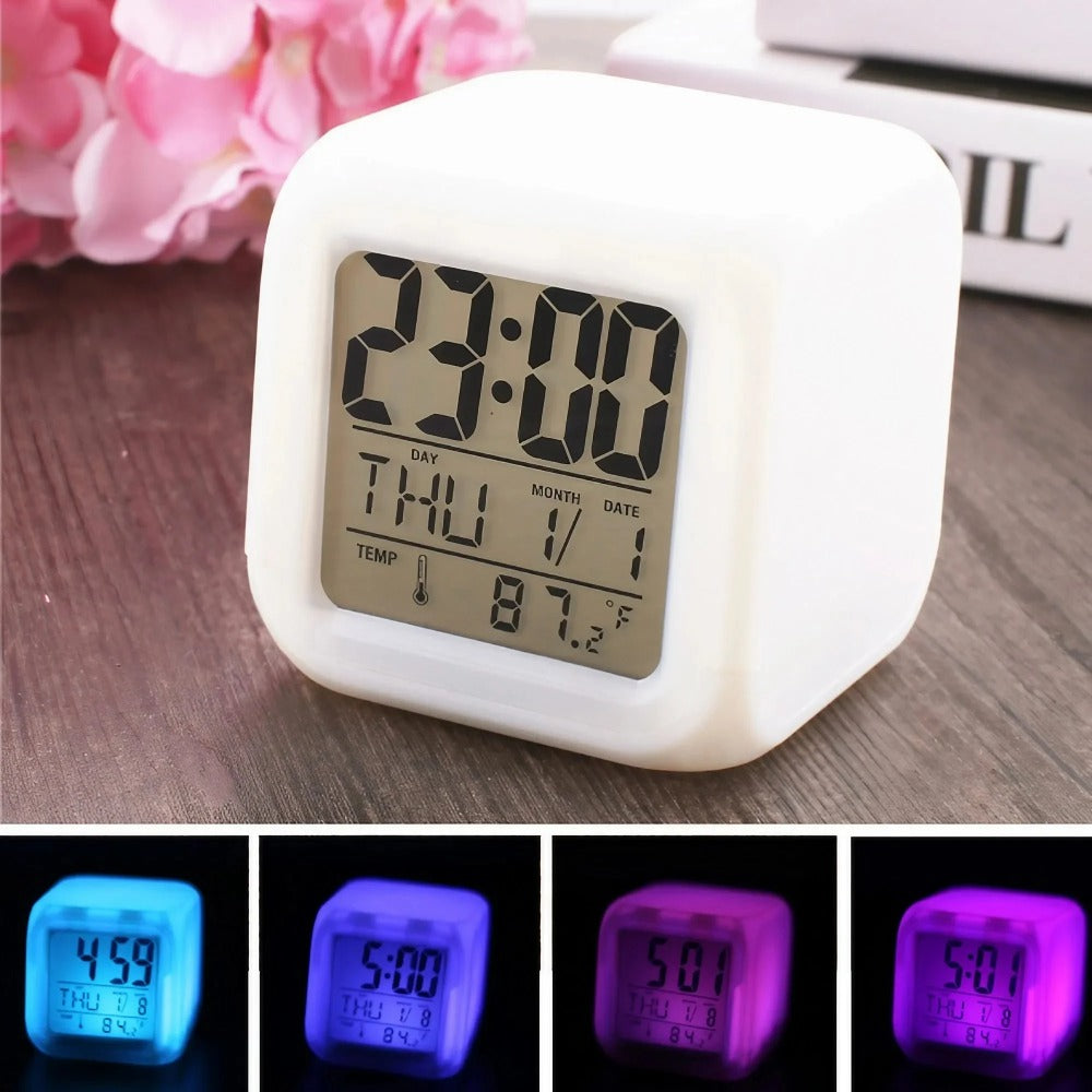 LED Digital Alarm Clock - Colorful Light, Multi-Mode Display