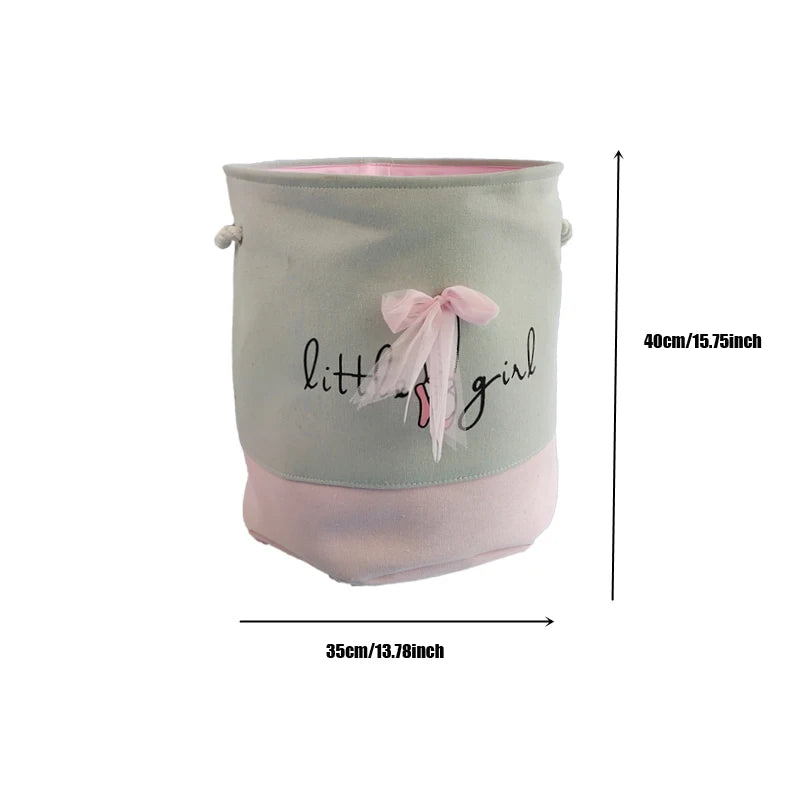 Pink Canvas Storage Basket - Girls Toys & Clothes Organizer