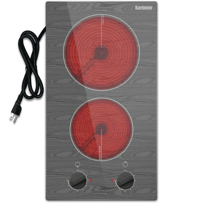 Portable Electric Stove, 2 Burner 110V Cooktop with Glass Top