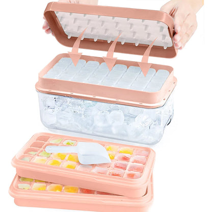 Silicone Ice Cube Tray Set - Stackable & Durable for Freezer