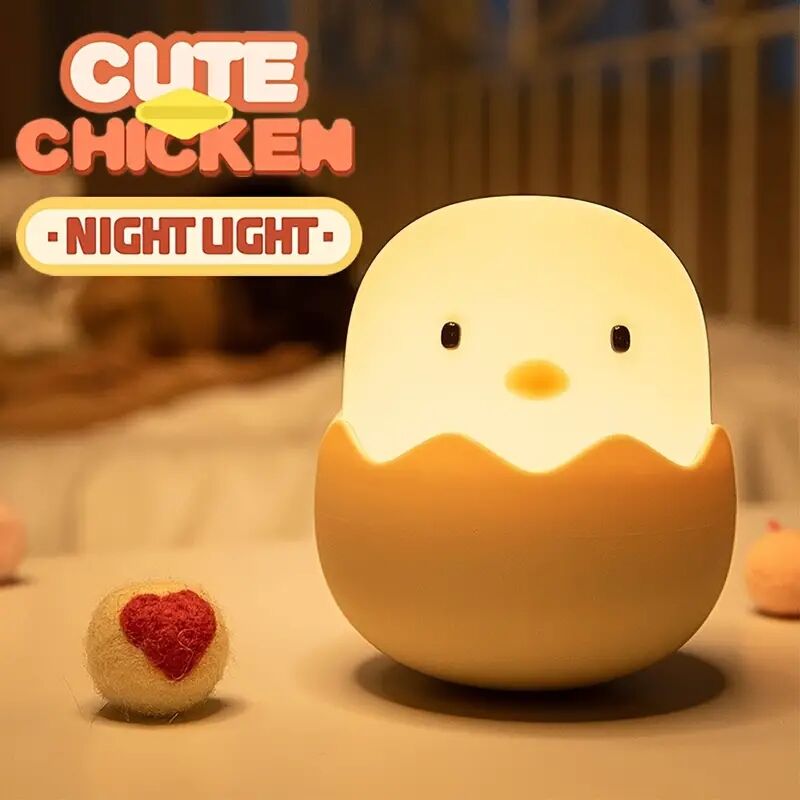 Silicone Eggshell LED Night Light - Cute Chicken Design