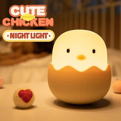 Silicone Eggshell LED Night Light - Cute Chicken Design