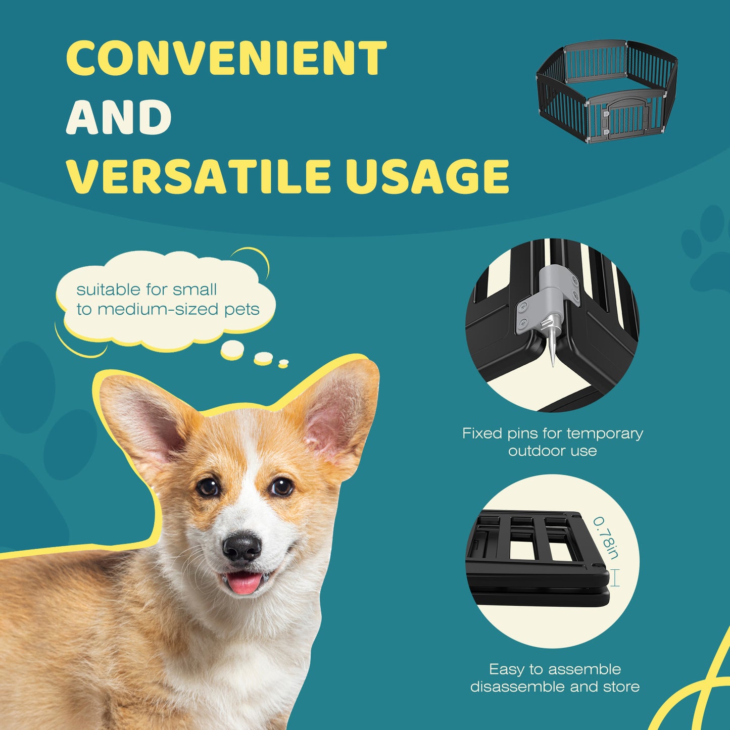 Dog Playpen 6-Panel 24IN Expandable Pet Fence for Medium Dogs