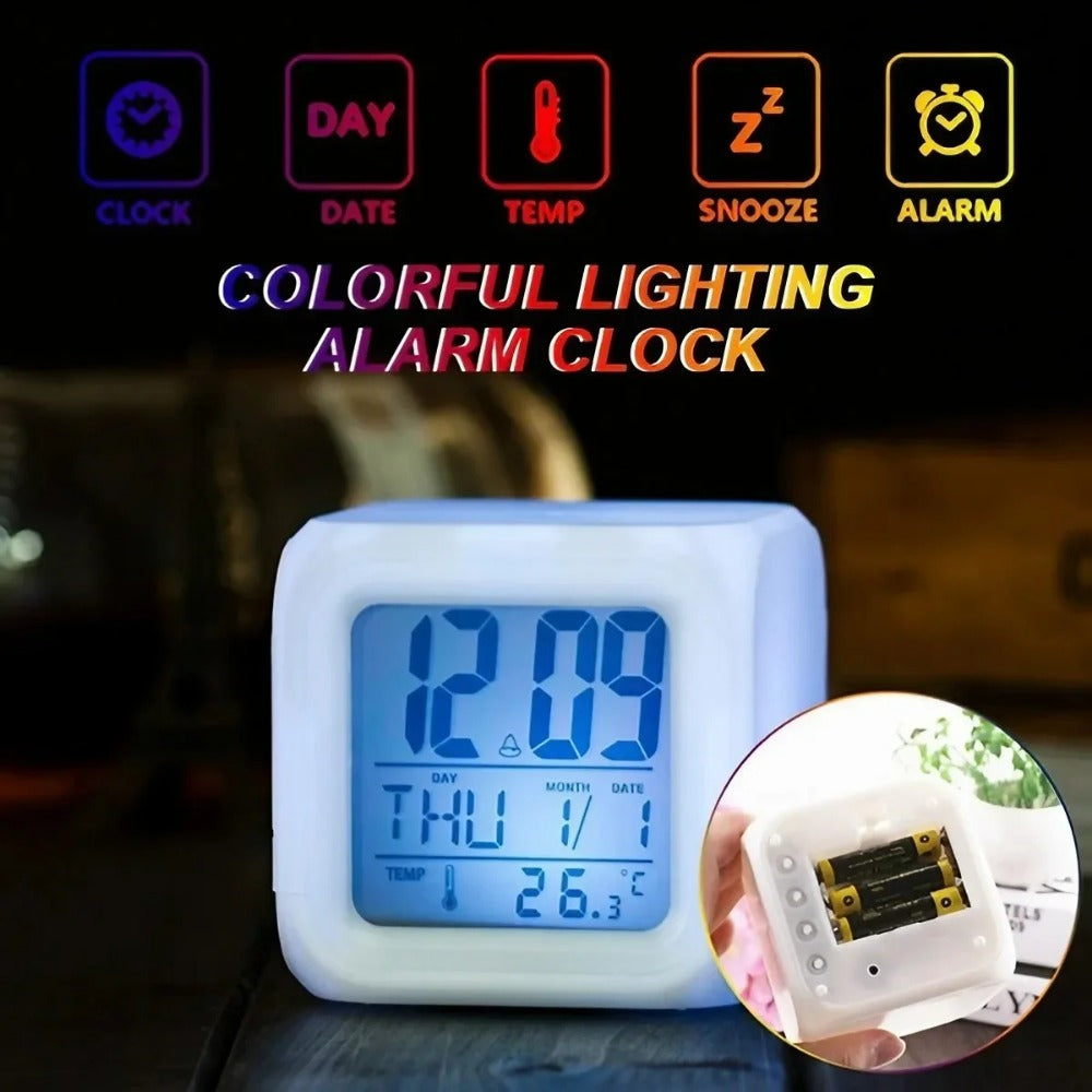 LED Digital Alarm Clock - Colorful Light, Multi-Mode Display