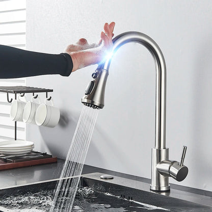 Black Touch Sensor Kitchen Faucet - Pull Out Sprayer