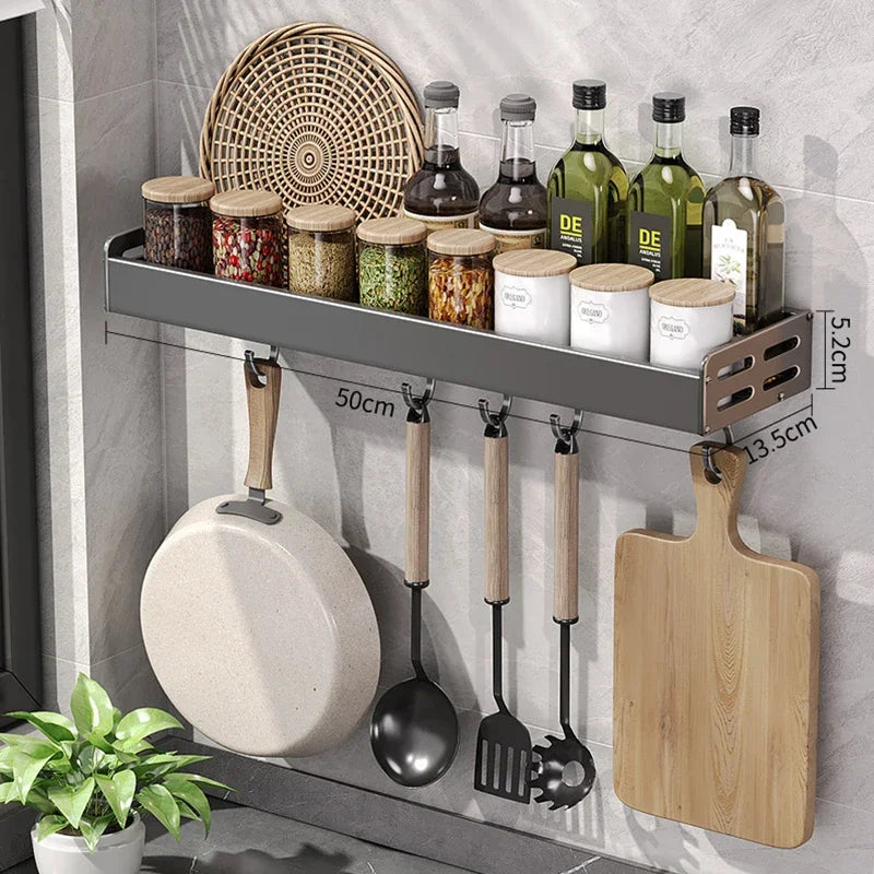 Wall-Mounted Kitchen Rack: Multi-Functional Spice Organizer