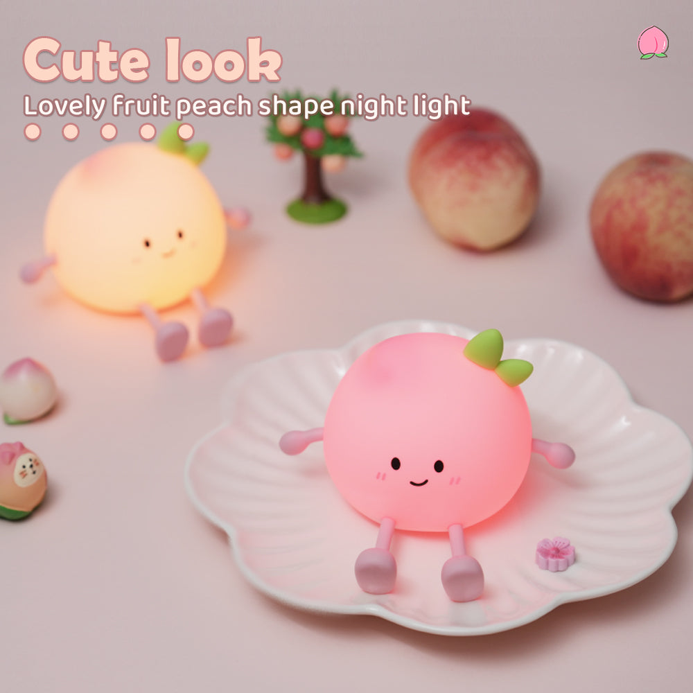 Rechargeable Peach Night Light - Silicone, Tap Control LED