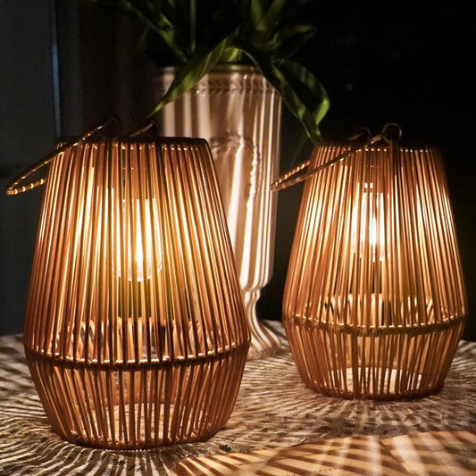 Outdoor Solar Lanterns - Handwoven Tungsten for Garden & Villa