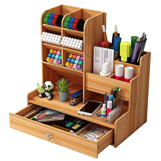 Large Capacity Wooden Desk Organizer for Home & Office