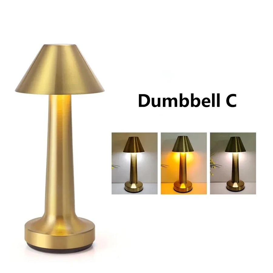 Rechargeable LED Touch Lamp - Retro Metal Design, USB Powered