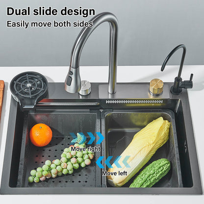 Stainless Steel Waterfall Kitchen Sink - Large Single Basin