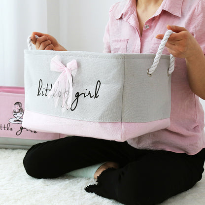 Pink Canvas Storage Basket - Girls Toys & Clothes Organizer