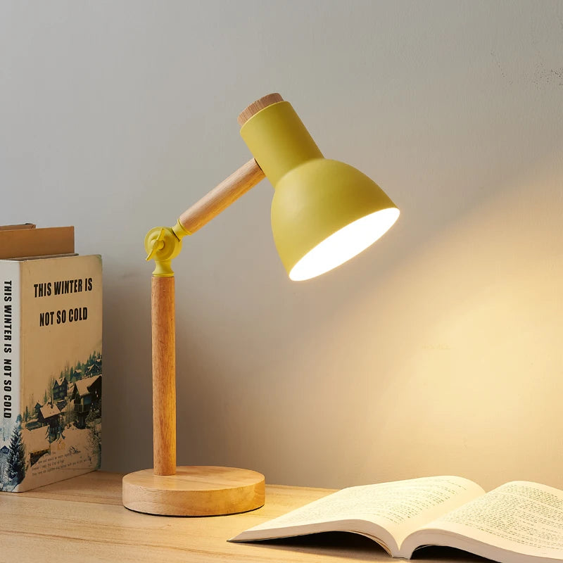 Nordic Wooden LED Table Lamp - Eye Protection Bedside Light