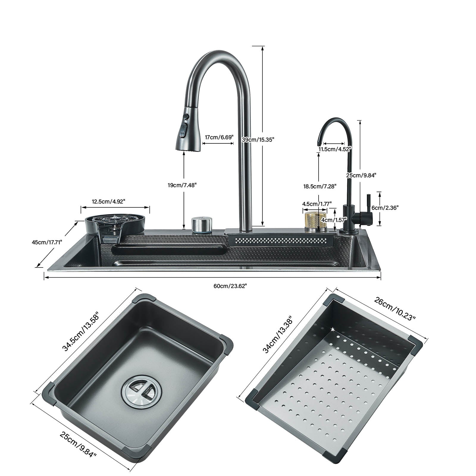 Stainless Steel Waterfall Kitchen Sink - Large Single Basin