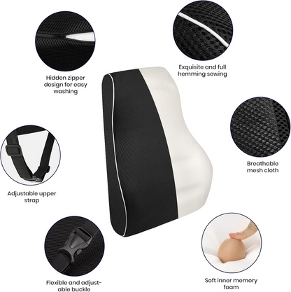 Lumbar Support Pillow - Memory Foam Back Pain Relief