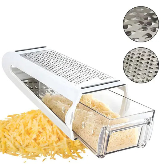 Stainless Steel Cheese Grater - 2-Sided with Storage Box
