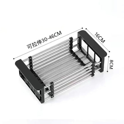 Stainless Steel Sink Drain Rack - Extendable Dish Drying