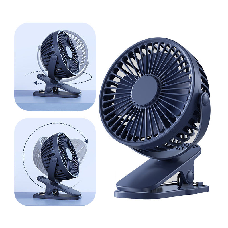 Mini USB Clip Fan - Portable, Quiet, Rechargeable Cooling