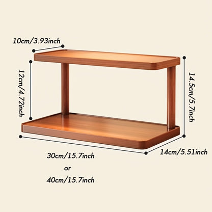 Wooden Storage Rack - 2-Tier Countertop Spice Organizer