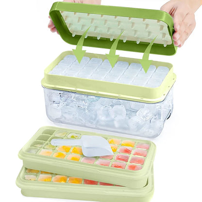 Silicone Ice Cube Tray Set - Stackable & Durable for Freezer