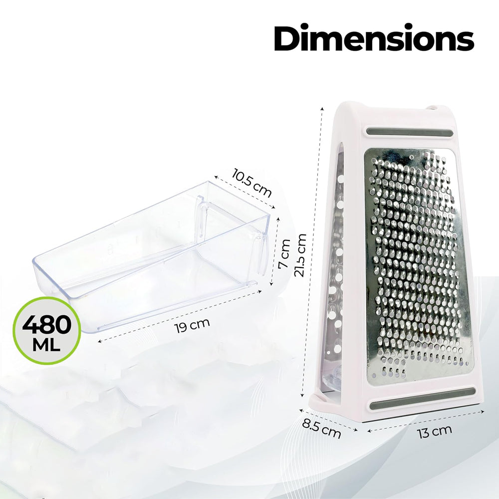 Stainless Steel Cheese Grater - 2-Sided with Storage Box
