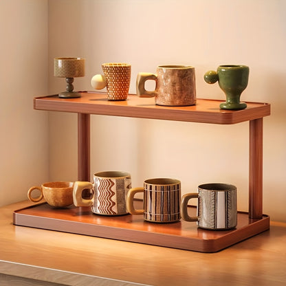 Wooden Storage Rack - 2-Tier Countertop Spice Organizer