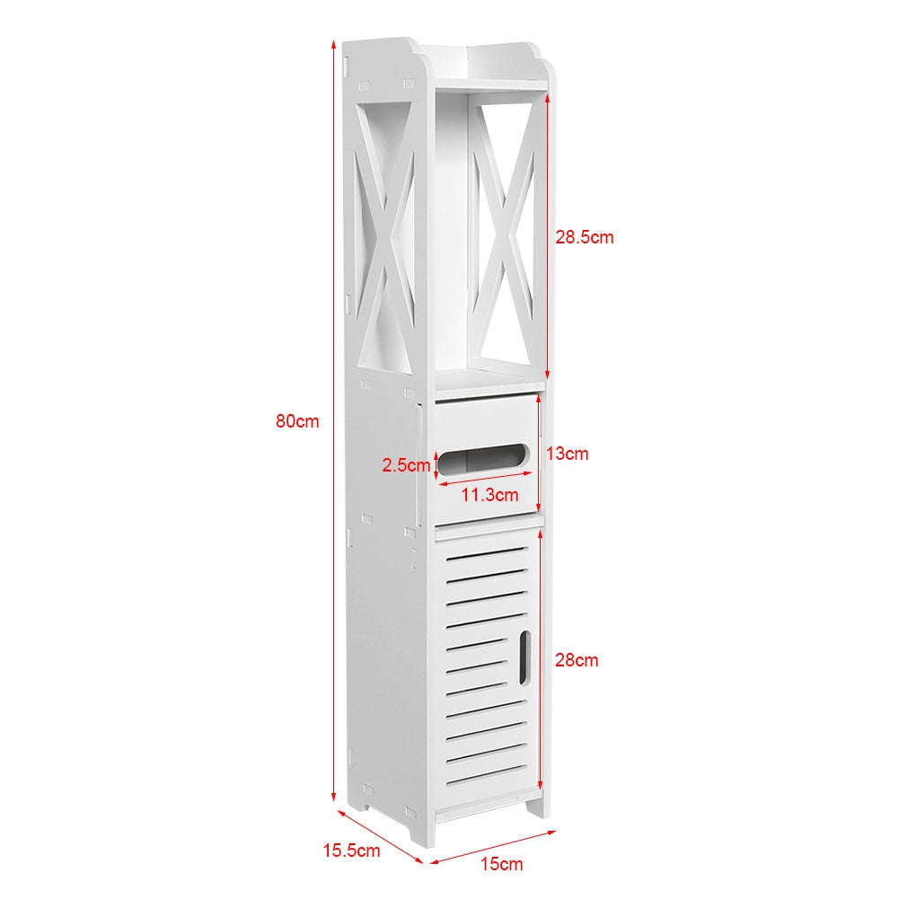 Bathroom Cabinet 80x15.5CM White Wood Storage Shelf