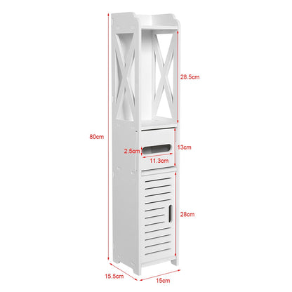 Bathroom Cabinet 80x15.5CM White Wood Storage Shelf
