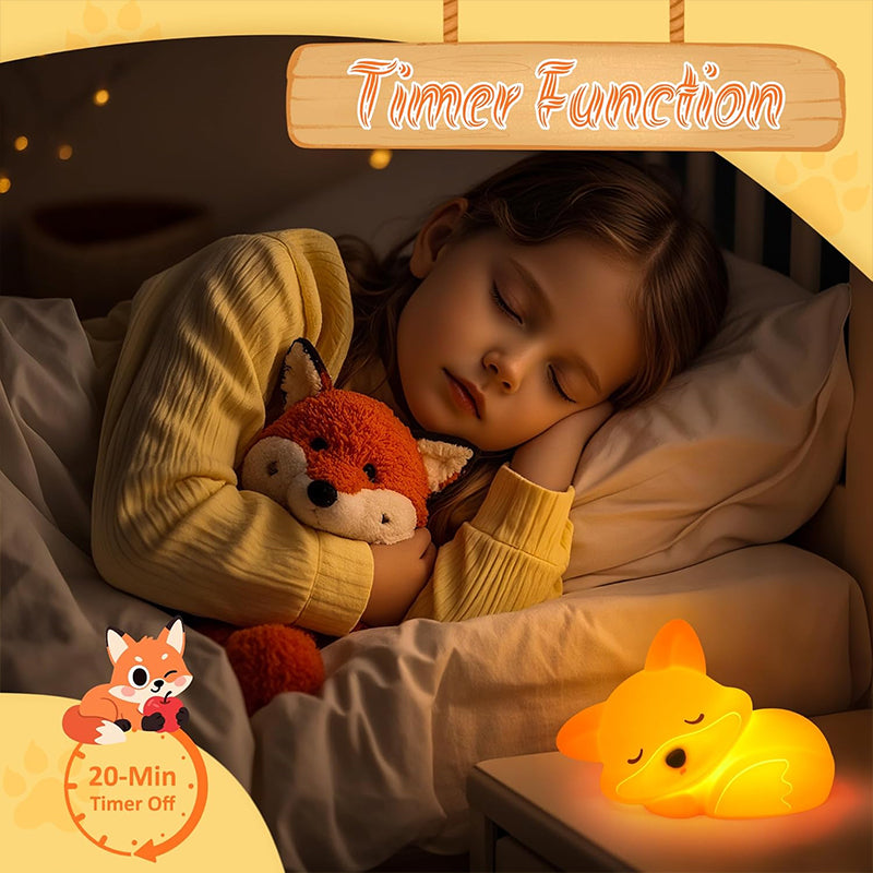 Fox Night Light - Squishy Silicone Lamp for Kids & Adults