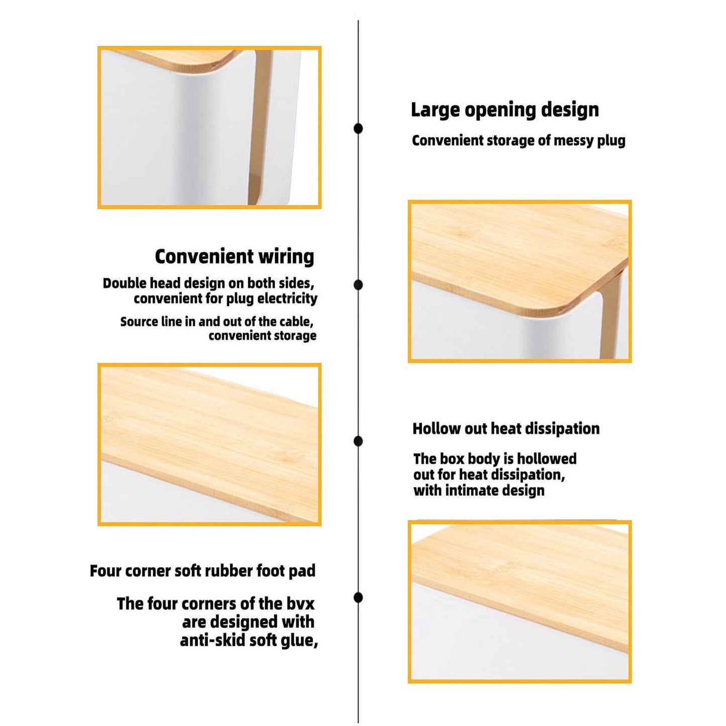 Cord Organizer Box - Stylish Bamboo Lid, Clutter-Free Home