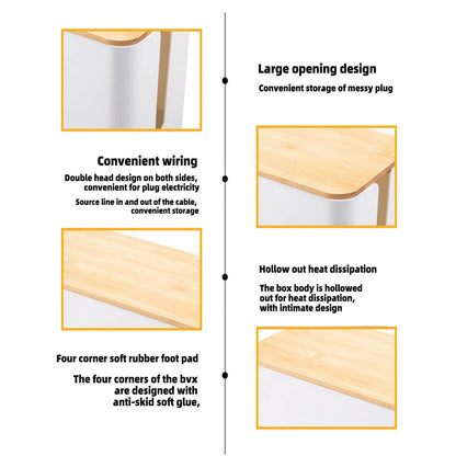 Cord Organizer Box - Stylish Bamboo Lid, Clutter-Free Home